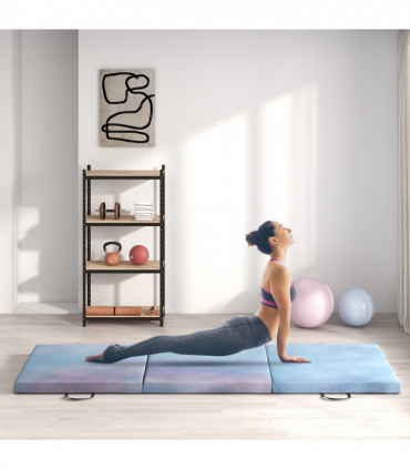 HOMCOM 6FT Foldable Gymnastics Mat, Tri-Fold 2" Thick Crash Mat, Blue