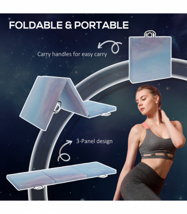 HOMCOM 6FT Foldable Gymnastics Mat, Tri-Fold 2" Thick Crash Mat, Blue