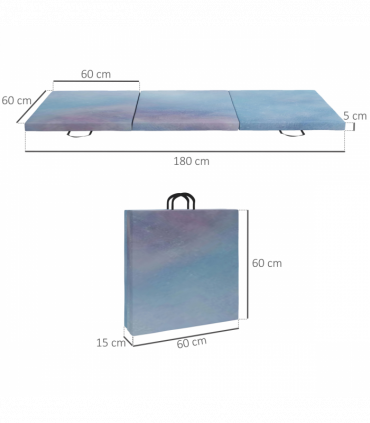 HOMCOM 6FT Foldable Gymnastics Mat, Tri-Fold 2" Thick Crash Mat, Blue
