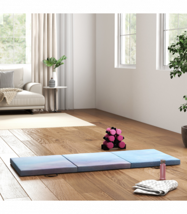 HOMCOM 6FT Foldable Gymnastics Mat, Tri-Fold 2" Thick Crash Mat, Blue