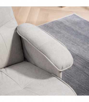 HOMCOM Swivel Recliner Chair with Footstool and Wooden Base, Light Grey