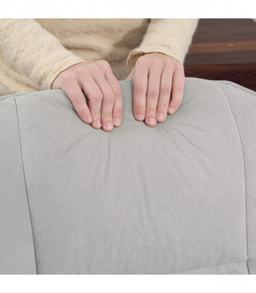 HOMCOM Swivel Recliner Chair with Footstool and Wooden Base, Light Grey