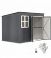 Outsunny 8.5 x 6ft Galvanised Steel Garden Shed with Foundation Kit, Grey