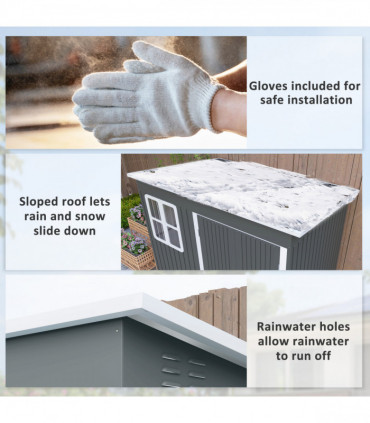 Outsunny 8.5 x 6ft Galvanised Steel Garden Shed with Foundation Kit, Grey