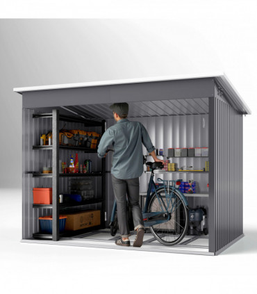 Outsunny 8.5 x 6ft Galvanised Steel Garden Shed with Foundation Kit, Grey