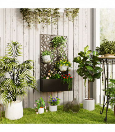 Outsunny Metal Raised Garden Bed with Trellis, Outdoor Elevated Planter Box