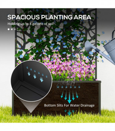 Outsunny Metal Raised Garden Bed with Trellis, Outdoor Elevated Planter Box