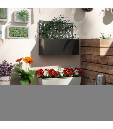 Outsunny Metal Raised Garden Bed with Trellis, Outdoor Elevated Planter Box