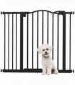 PawHut 74-94cm Adjustable Metal Pet Gate Safety Barrier w/ Auto-Close Black
