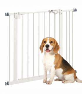 PawHut Adjustable Safety Gate w/ 1 Extensions and Four Adjustable Screws, White