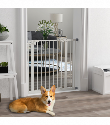 PawHut Adjustable Safety Gate w/ 1 Extensions and Four Adjustable Screws, White