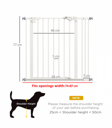 PawHut Adjustable Safety Gate w/ 1 Extensions and Four Adjustable Screws, White