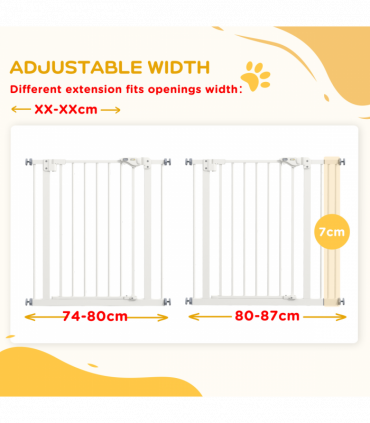 PawHut Adjustable Safety Gate w/ 1 Extensions and Four Adjustable Screws, White