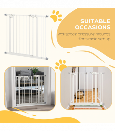 PawHut Adjustable Safety Gate w/ 1 Extensions and Four Adjustable Screws, White
