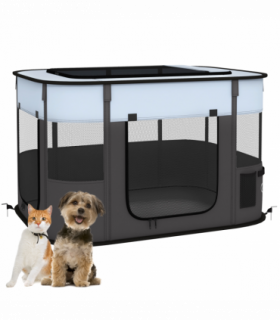 PawHut Portable Dog Pen for Puppies, Rabbits, Kittens, Guinea Pigs - Grey