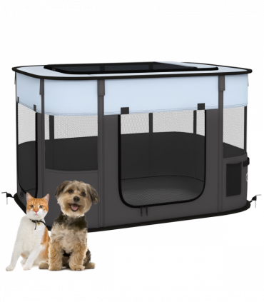 PawHut Portable Dog Pen for Puppies, Rabbits, Kittens, Guinea Pigs - Grey