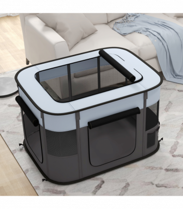 PawHut Portable Dog Pen for Puppies, Rabbits, Kittens, Guinea Pigs - Grey