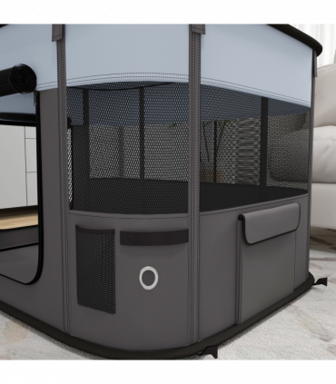 PawHut Portable Dog Pen for Puppies, Rabbits, Kittens, Guinea Pigs - Grey