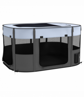 PawHut Portable Dog Pen for Puppies, Rabbits, Kittens, Guinea Pigs - Grey