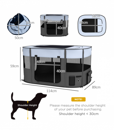 PawHut Portable Dog Pen for Puppies, Rabbits, Kittens, Guinea Pigs - Grey