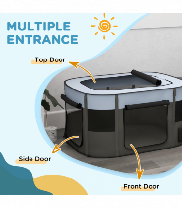 PawHut Portable Dog Pen for Puppies, Rabbits, Kittens, Guinea Pigs - Grey