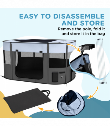 PawHut Portable Dog Pen for Puppies, Rabbits, Kittens, Guinea Pigs - Grey