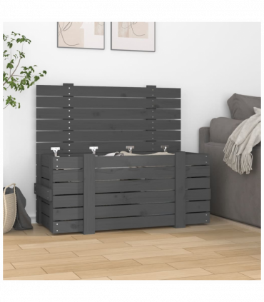 Storage Box Grey 91x40.5x42 cm Solid Wood Pine