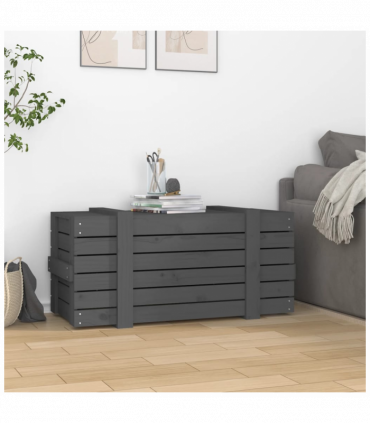 Storage Box Grey 91x40.5x42 cm Solid Wood Pine