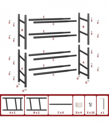 Shoe Rack 4 Tier Minimalist Shoe Rack Extendable Metal Organiser Stand - Black