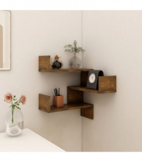 vidaXL Wall Corner Shelf Smoked Oak 40x40x50 cm Engineered Wood