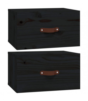 Wall-mounted Bedside Cabinets 2 pcs Black 40x29.5x22 cm