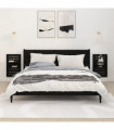 Wall-mounted Bedside Shelves 2 pcs Black Solid Wood Pine