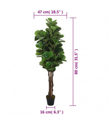 vidaXL Artificial Fiddle Leaf Fig Tree 96 Leaves 80 cm Green