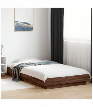 vidaXL Bed Frame Brown Oak 90x190 cm Single Engineered Wood