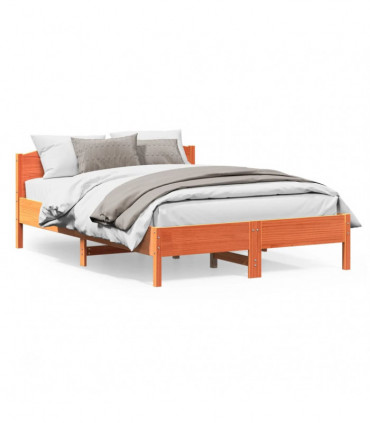 vidaXL Bed Frame with Headboard Wax Brown 150x200 cm King Size Solid Wood Pine