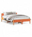 vidaXL Bed Frame with Headboard Wax Brown 150x200 cm King Size Solid Wood Pine