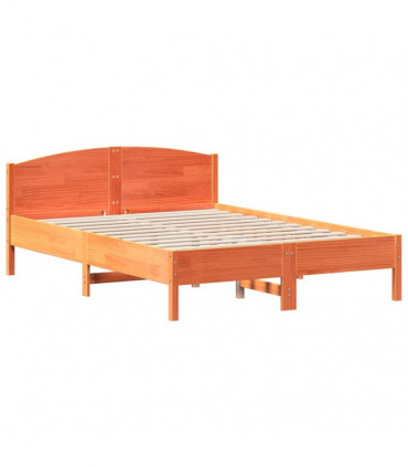 vidaXL Bed Frame with Headboard Wax Brown 150x200 cm King Size Solid Wood Pine
