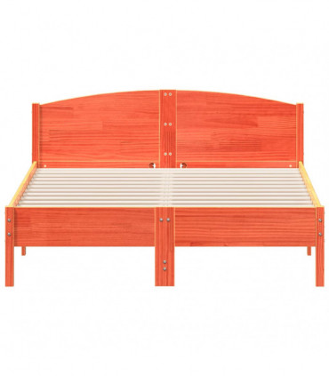 vidaXL Bed Frame with Headboard Wax Brown 150x200 cm King Size Solid Wood Pine