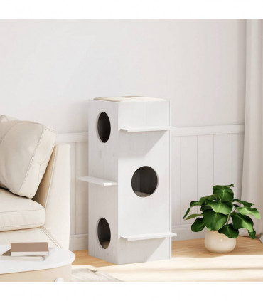 vidaXL Cat House White 43x43x90 cm Solid Wood Pine