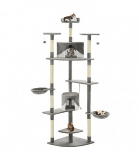 vidaXL Cat Tree with Sisal Scratching Posts 203 cm Grey and White