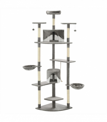vidaXL Cat Tree with Sisal Scratching Posts 203 cm Grey and White