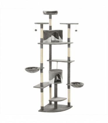 vidaXL Cat Tree with Sisal Scratching Posts 203 cm Grey and White
