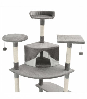 vidaXL Cat Tree with Sisal Scratching Posts 203 cm Grey and White