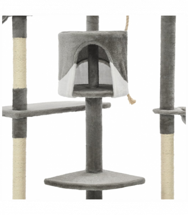 vidaXL Cat Tree with Sisal Scratching Posts 203 cm Grey and White