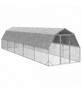 vidaXL Chicken Run with Roof 2.5x10x2.25 m Galvanised Steel