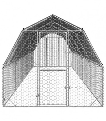 vidaXL Chicken Run with Roof 2.5x10x2.25 m Galvanised Steel