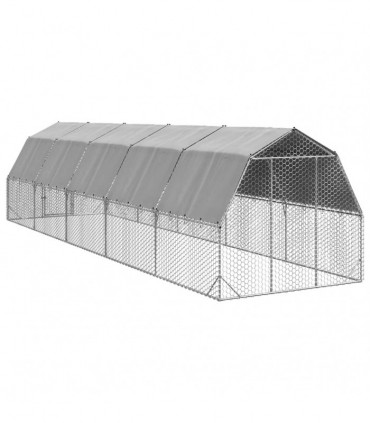 vidaXL Chicken Run with Roof 2.5x10x2.25 m Galvanised Steel
