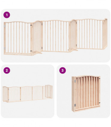 vidaXL Dog Gate with Door Foldable 6 Panels 480 cm Poplar Wood