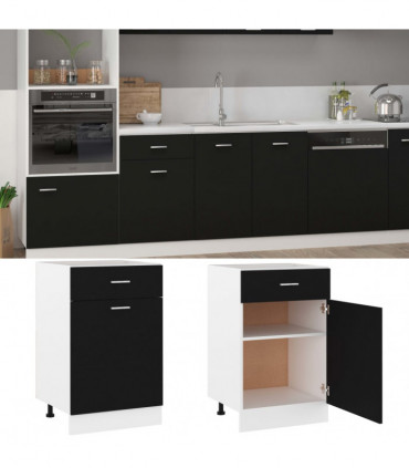vidaXL Drawer Bottom Cabinet Black 50x46x81.5 cm Engineered Wood