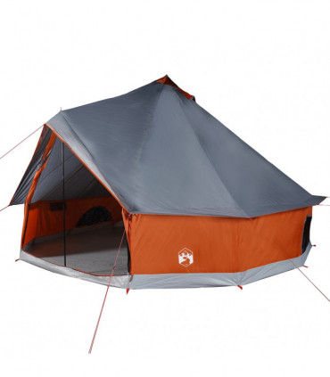 vidaXL Family Tent Tipi 8-Person Grey and Orange Waterproof